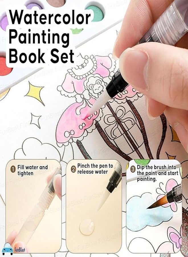 Veemok Watercolor Painting Book for Kids - Educational Art Activity Set with Built-in Watercolors | Brush - Fun | Mess-Free Coloring for Boys | Girls - Ideal for Travel, Gifting, Learning (Multicolour) - Image 5